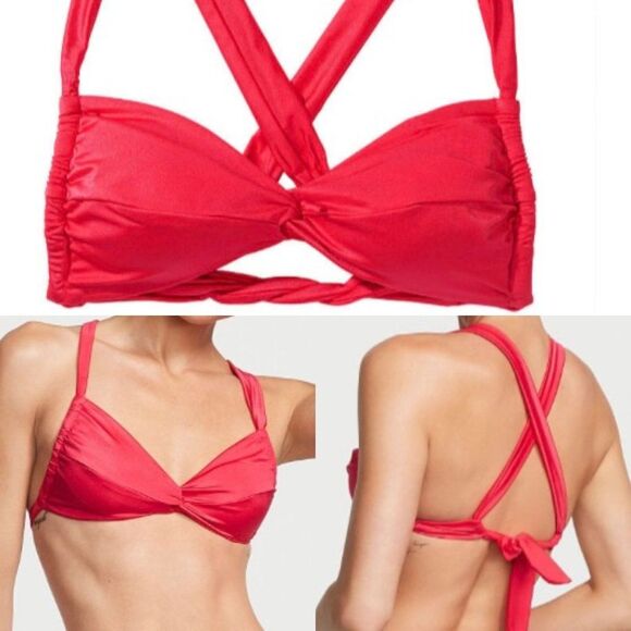 VICTORIA'S SECRET NWT Sz M Wild Strawberry Twist Bralette Bikini Swim Top - Picture 6 of 7